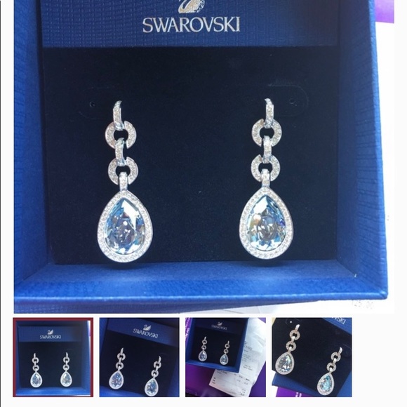 Swarovski Pierced Earrings Adore Teardrop Crystal Silver - Picture 3 of 10